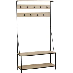 Gifi Rangement|Vestiaire et range chaussures en bois et métal noir WILLIAM