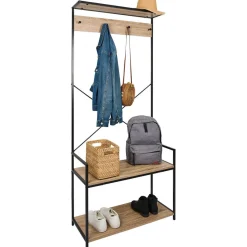 Gifi Rangement|Vestiaire métal et bois 4 crochets 2 niveaux 1 étagère