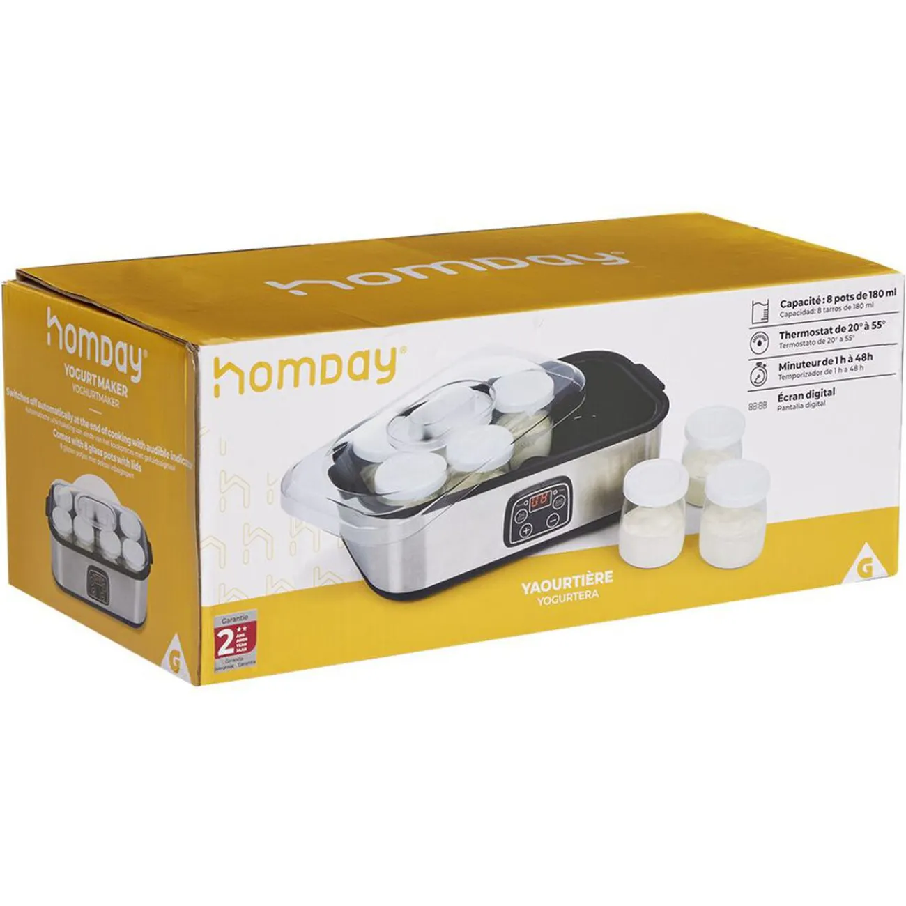 Gifi Yaourtière 8 pots en aluminium gris